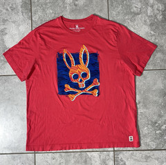 Psycho Bunny Pima Cotton Shirt Short Sleeve Crew Neck Red Graphic Print Mens 2XL
