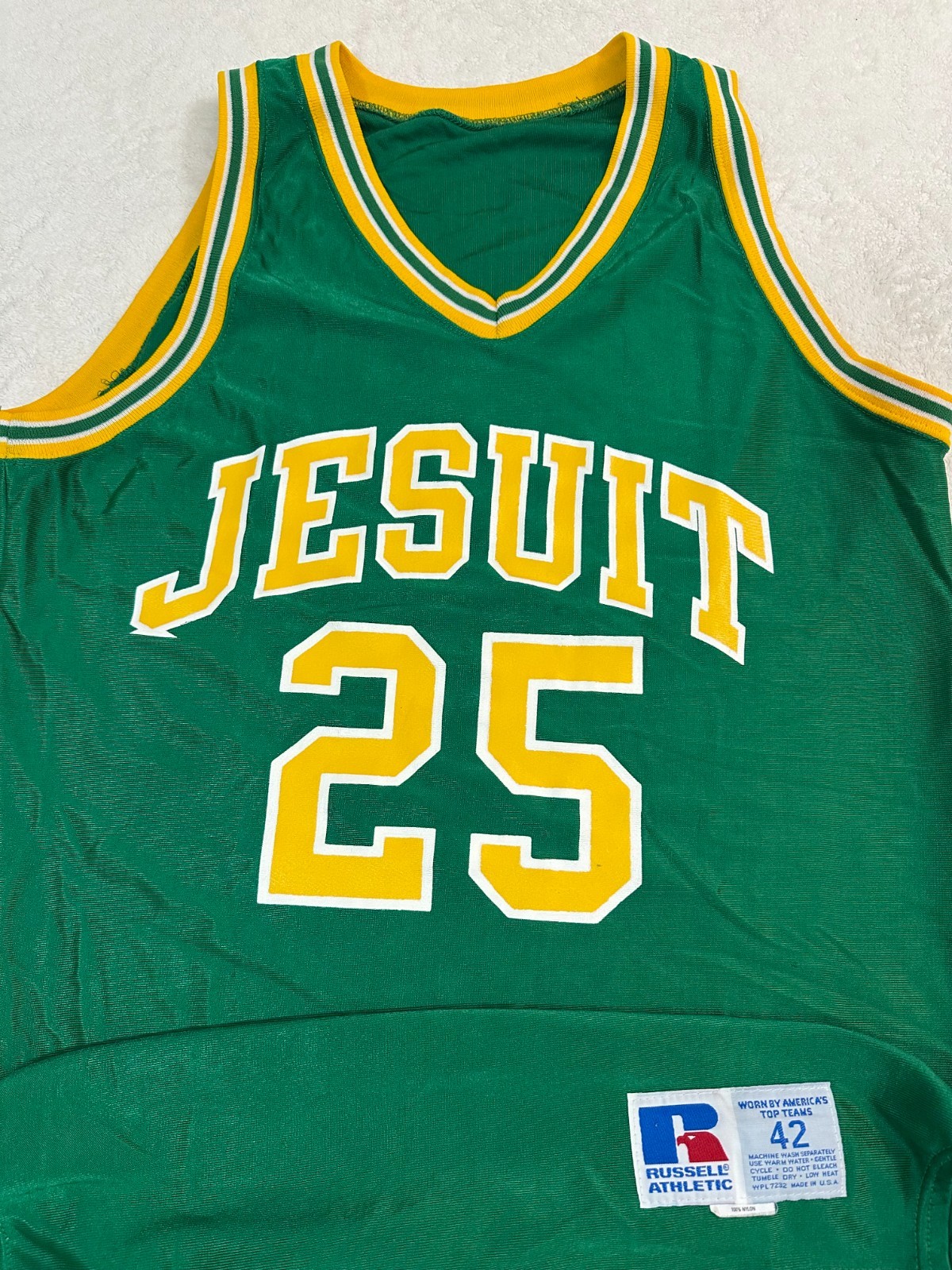 Vintage 1990s 90s Russell Athletic Jesuit School Basketball Jersey Size 42 L NEW gallery