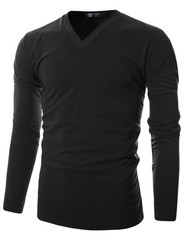 GIVON Men’s Slim Fit Fleece V-Neck Long Sleeve T-Shirt – Lightweight Thermal …