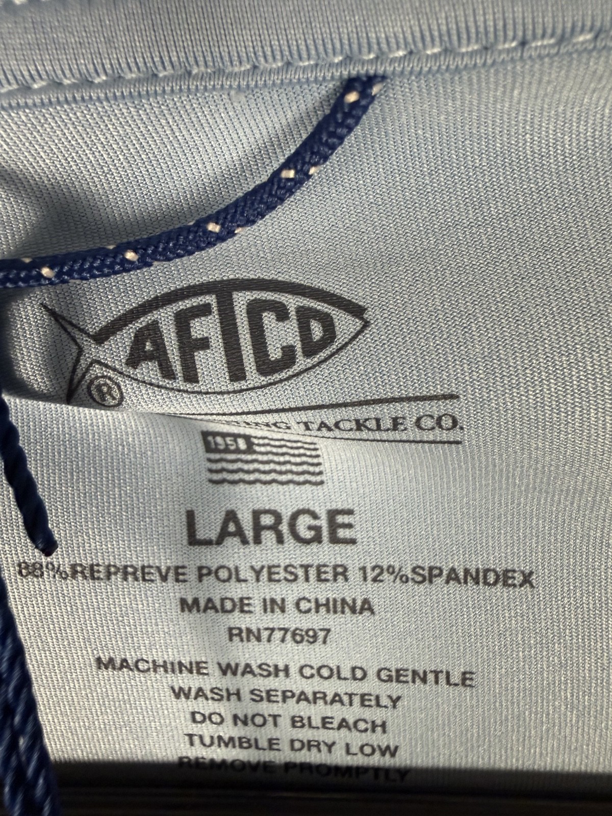 AFTCO Mens Large Long Sleeve Fishing Shirt UPF Sun Protection Blue NWT gallery