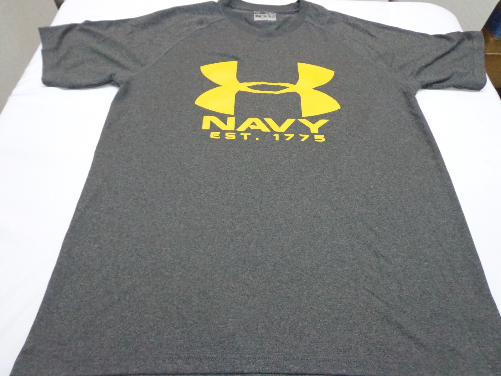 Under Armour NAVY 1775 Heat Gear Gray T Shirt Size Medium Loose gallery
