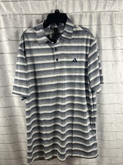 NEW Adidas Mens Two Color Stripe Golf Polo Shirt Collegiate Navy White Sz Small