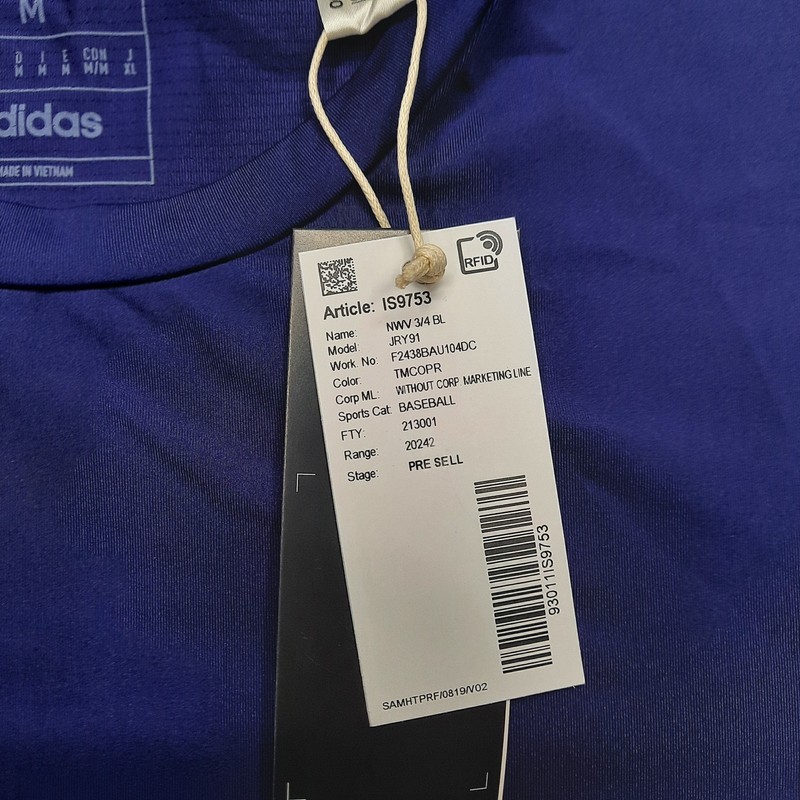 Adidas Fielder's Choice 3/4 Sleeve Shirt Men's Medium Purple Baseball IS9753 gallery