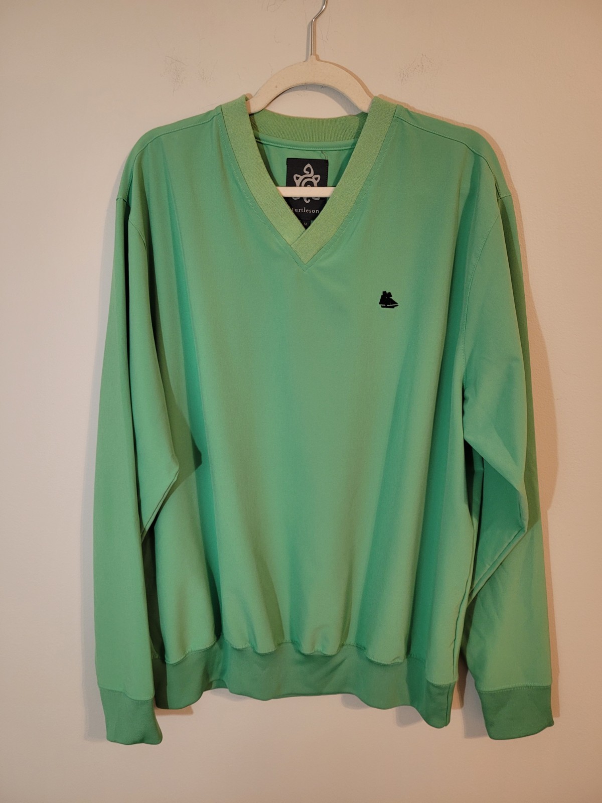 Turtleson Wind Shell Stretch V Neck Golf Pullover Shirt Men’s Size M Med Green gallery