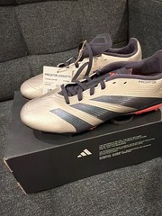 adidas Predator League FG Soccer Cleats Silver/Core Black/Turbo IF6354 – size 6Y