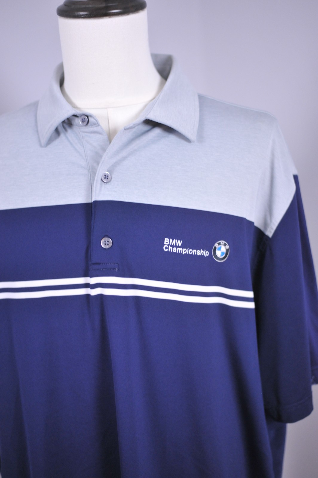FootJoy Performance Golf Polo Shirt BMW Championship Navy/Gray Men's 2XL gallery