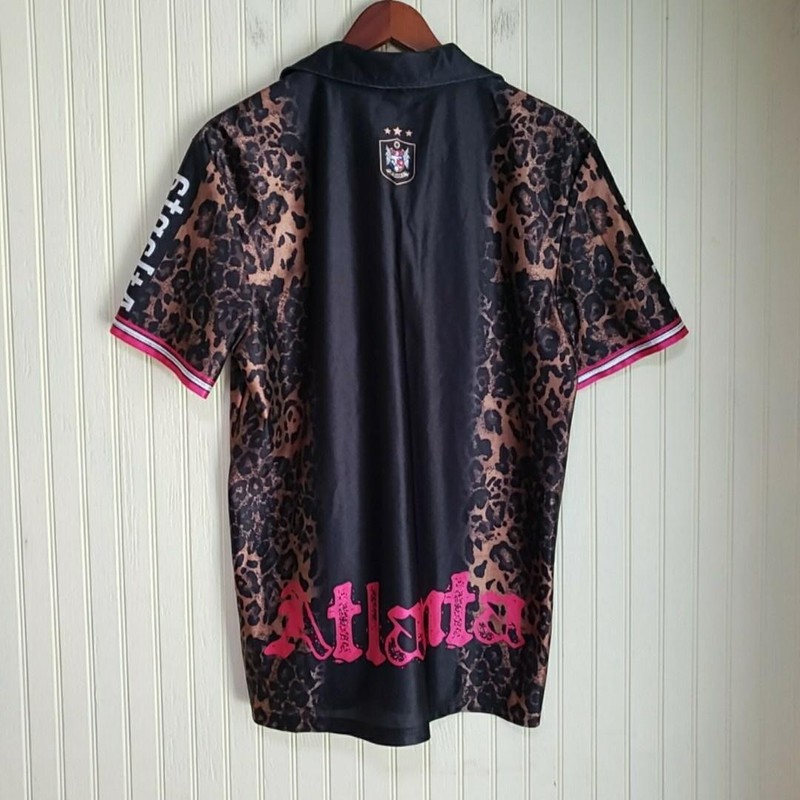 Romwe Shirt Mens Medium Brown Leopard Atlanta Groovy Jersey Polo Print gallery