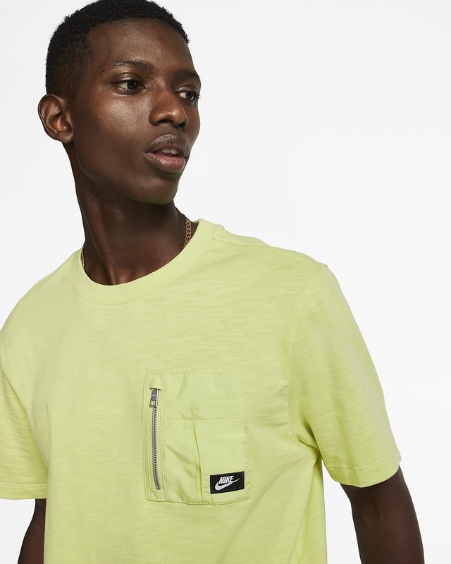 NEW Nike Sportswear Men's Short-Sleeve Zipper Pocket Tee - Limelight Green - L gallery