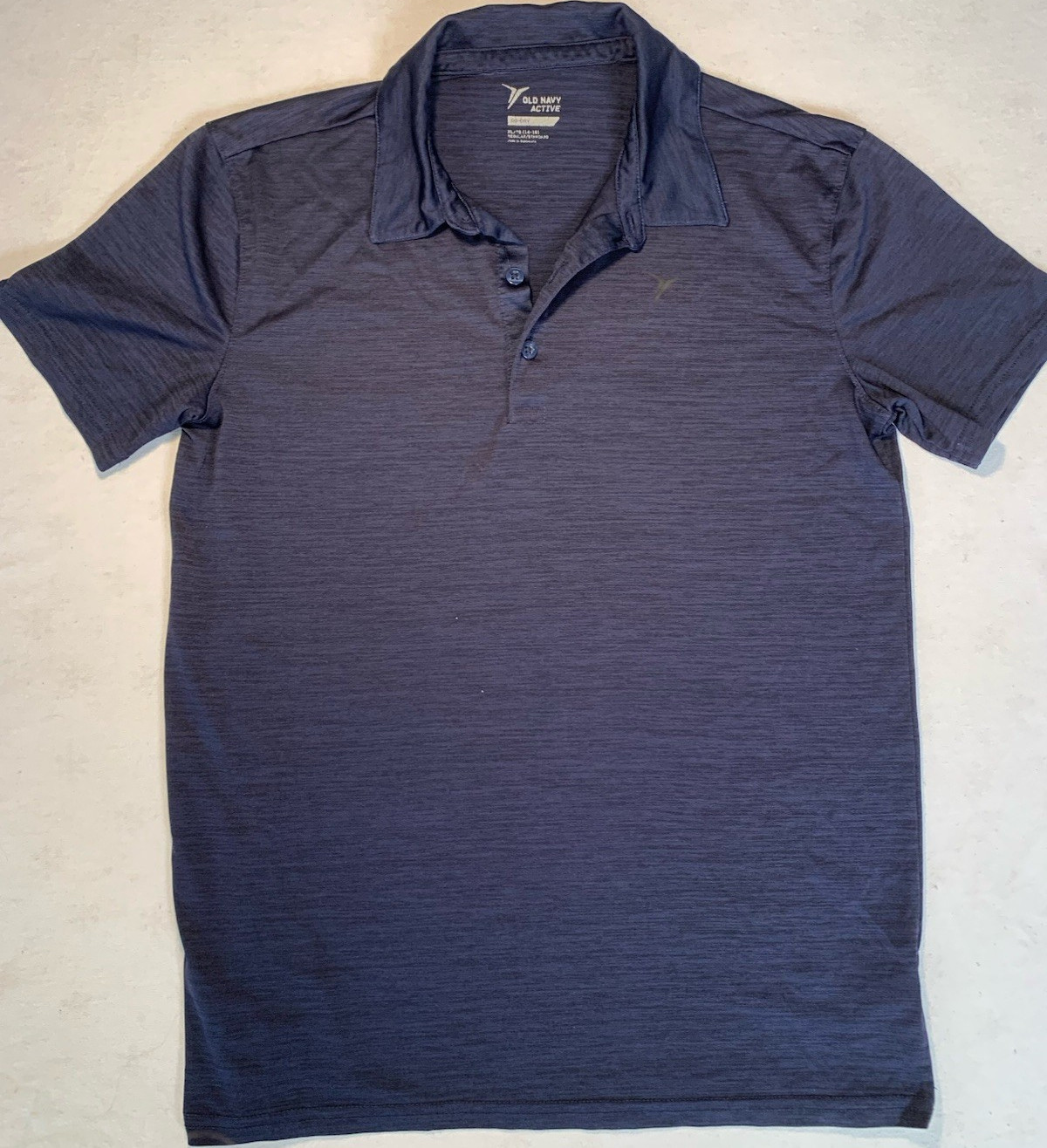 Old Navy Active Go-Dry Moisture Wicking Heathered Blue Polo Shirt Men’s XLT gallery