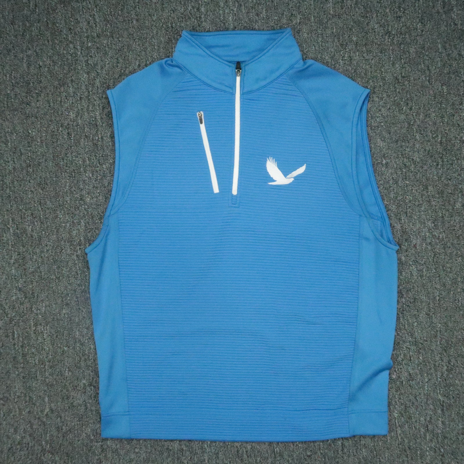 FootJoy Vest Mens Large Blue Golf Quarter Zip Sleeveless Stretch Ribbted * gallery