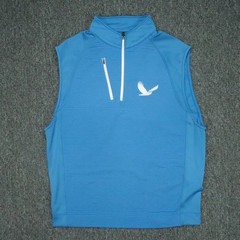 FootJoy Vest Mens Large Blue Golf Quarter Zip Sleeveless Stretch Ribbted *