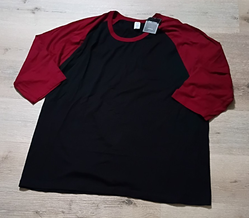 TOP PRO MEN'S 3/4 SLEEVE BASEBALL TEE BLACK AND RED 3XL gallery