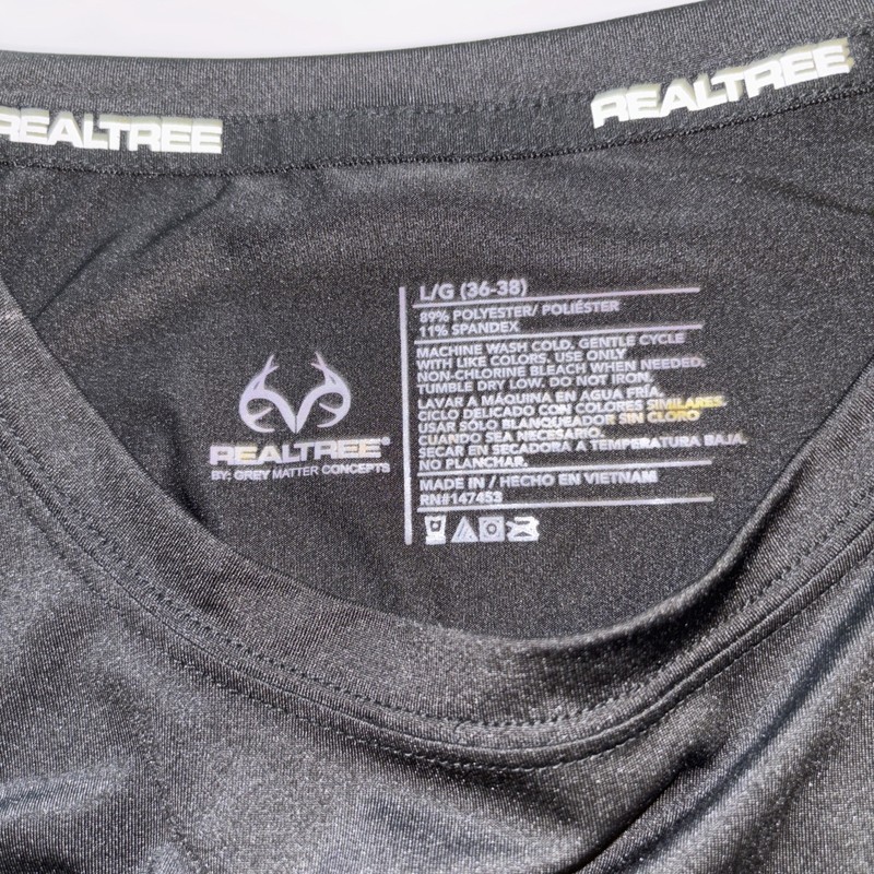 RealTree Long Sleeve Dri Fit Performance Black Shirt Mens Large (36-38) NWOT gallery