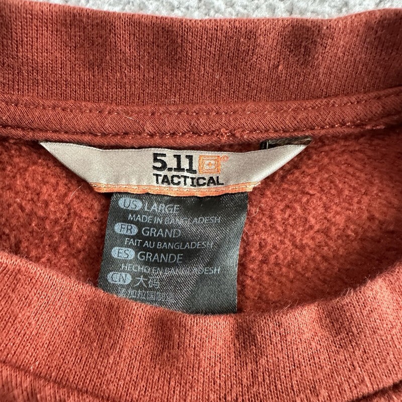 5.11 TACTICAL Men Long Sleeve Pullover Sweatshirt L Pocket Crewneck Rust Orange gallery