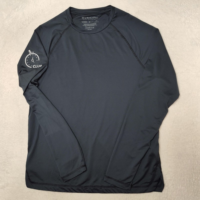 Municipal Shirt Mens M Gray Long Sleeve Running Raglan Athletic Performance Gym gallery