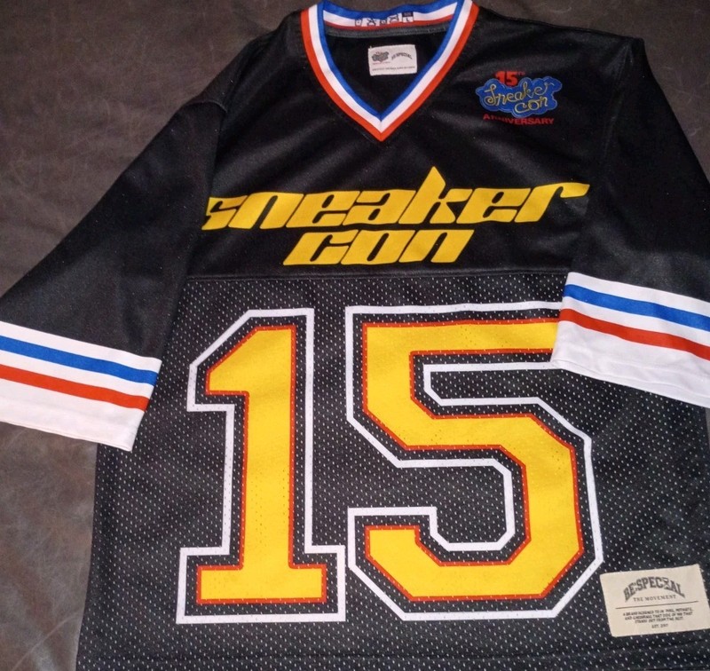 Men's 15th Anniversary SneakerCon Football Jersey- Sz Large-Black- Clean gallery