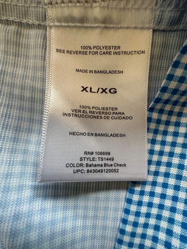 Habit Men's Solar Factor 40+ Shirt XL Blue Vented Checkered Gingham Plaid gallery