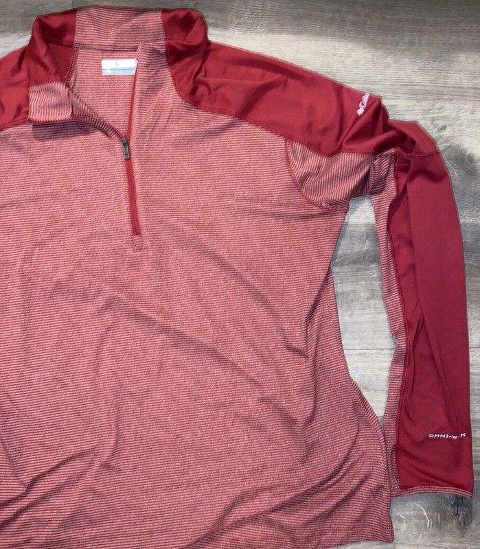 Columbia Pullover maroon Men’s 1/4 Zip W Striped Body Solid LS Shirt XL 20 P 2p gallery