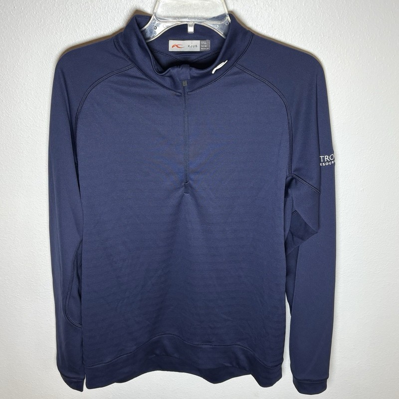 Kjus Keano Half-Zip Pullover Navy Stripe Men's 50 Medium M Performance Logo gallery