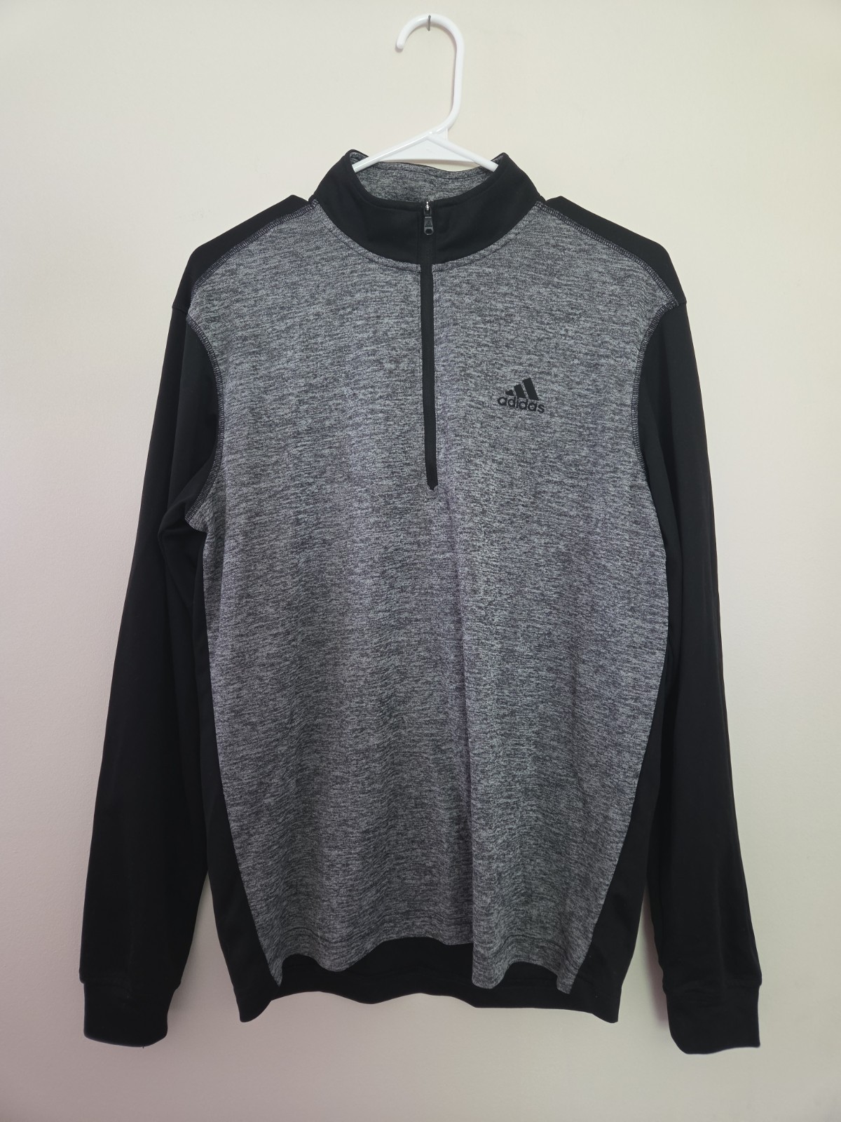 Adidas Pullover Mens Small Black 1/4 Zip Long Sleeve Golf Shirt Red Logo Pocket gallery