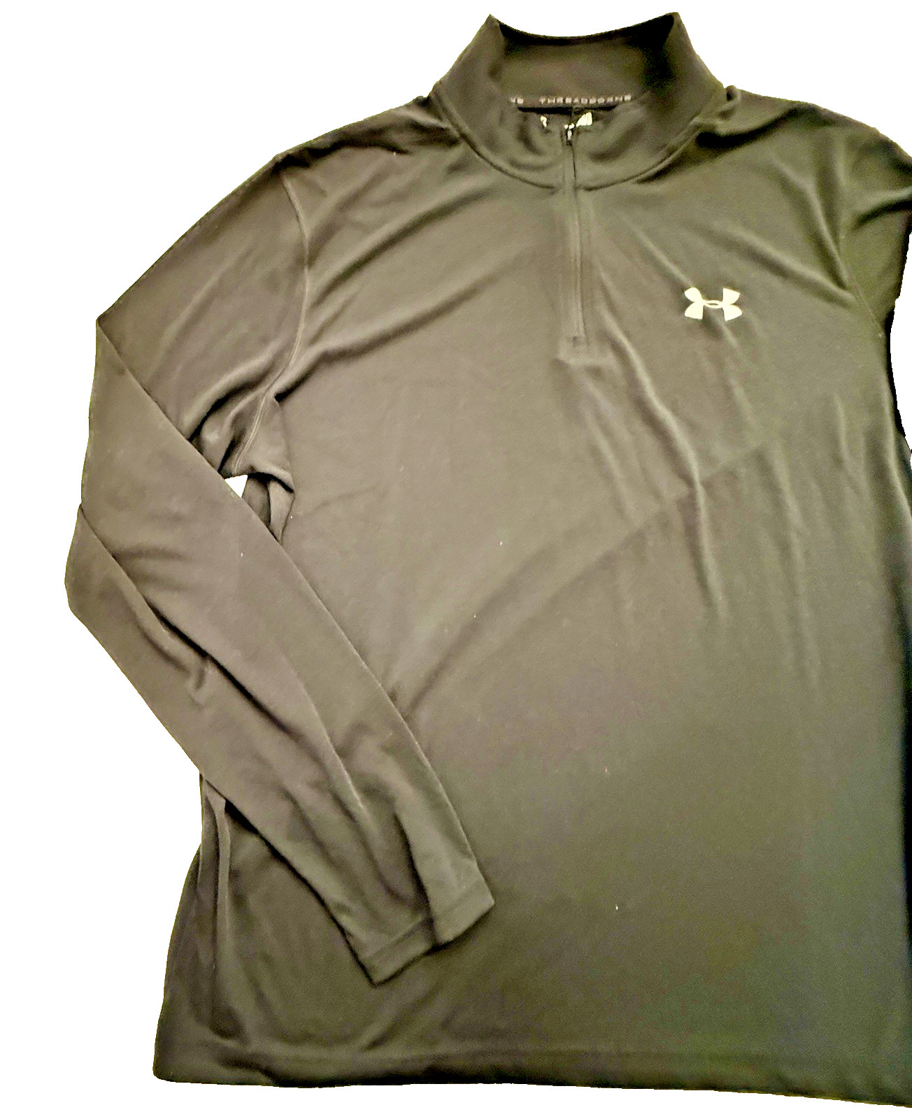 Mens Under Armour Threadborne Large Black Heatgear 1/4 Zip Pullover Long Sleeve gallery