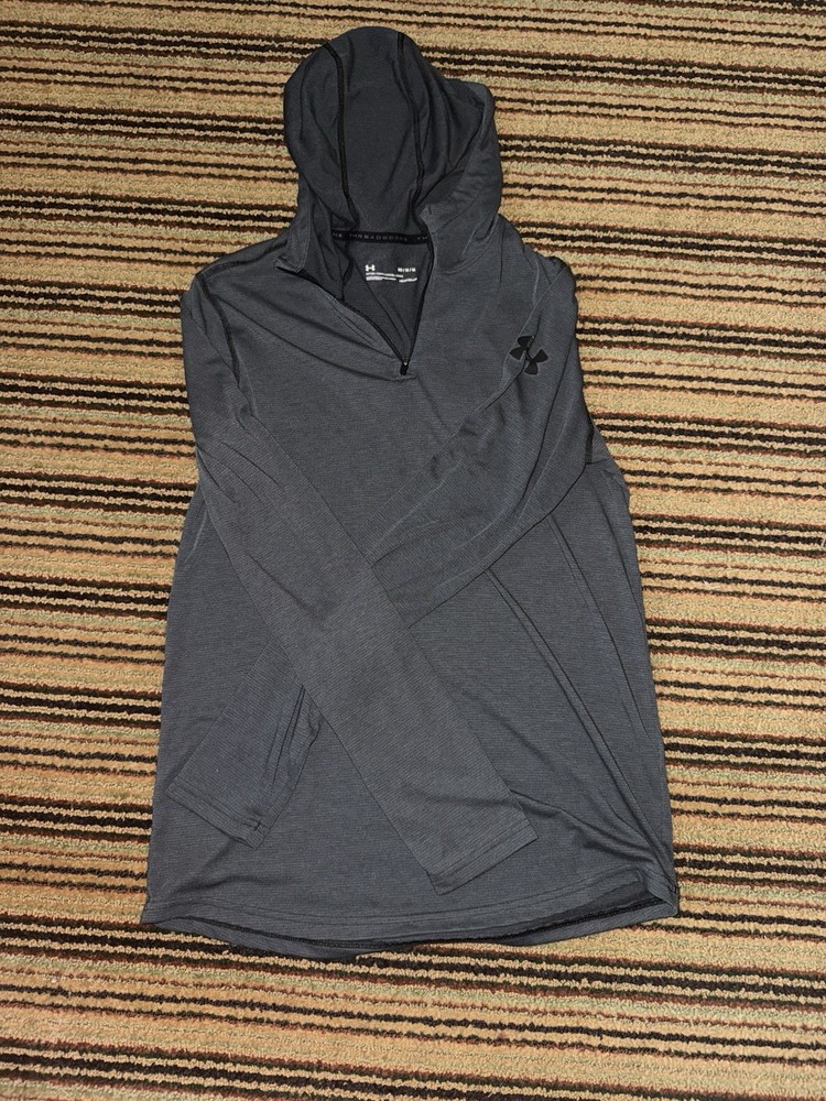 Under Armour Pullover Men's M Black/Dark Grey Threadborne Fitted 1/4 Zip Shirt