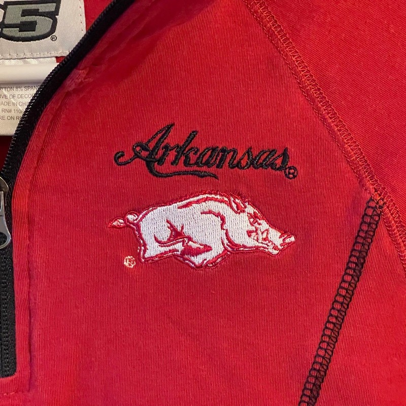Arkansas Razorbacks Embroidered E5 1/4 Zip Pullover Sweatshirt Jacket Red Small gallery