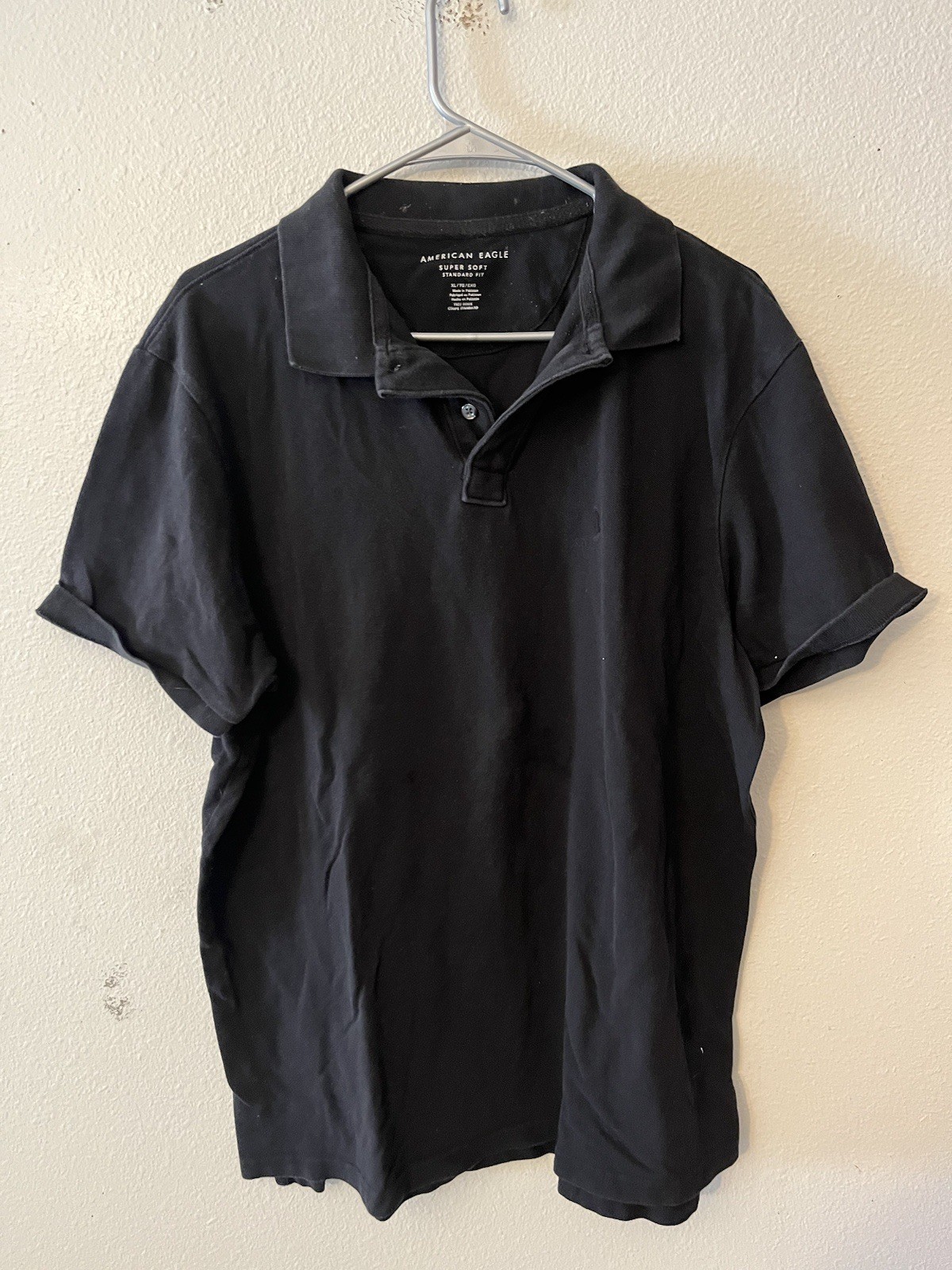 AMERICAN EAGLE OUTFITTERS Super Soft AEO MEN'S POLO SHIRT Size XL Black gallery