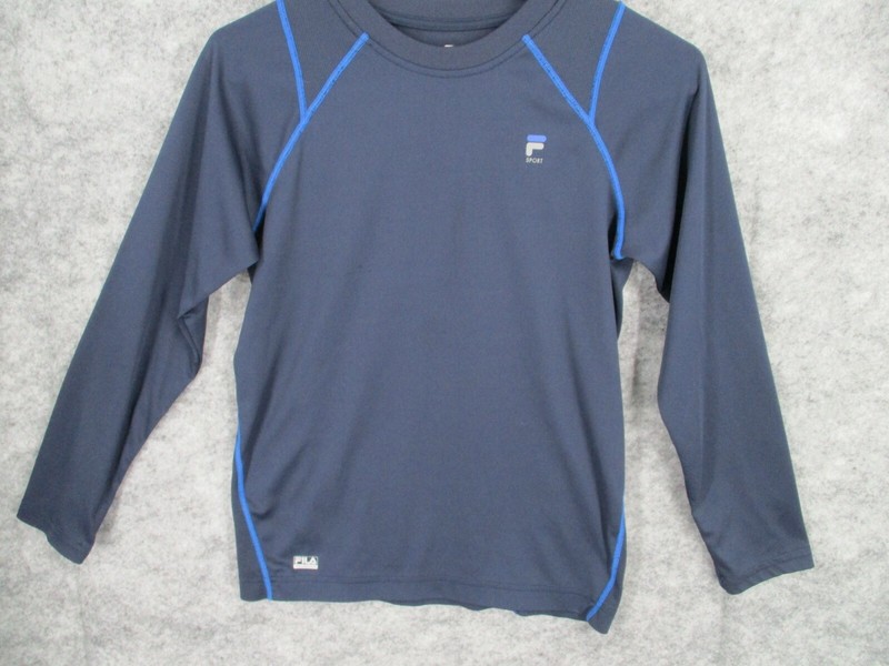 Fila Men's Top Medium Activewear Workout Crew Neck Stretch Elastic Mesh Blue gallery
