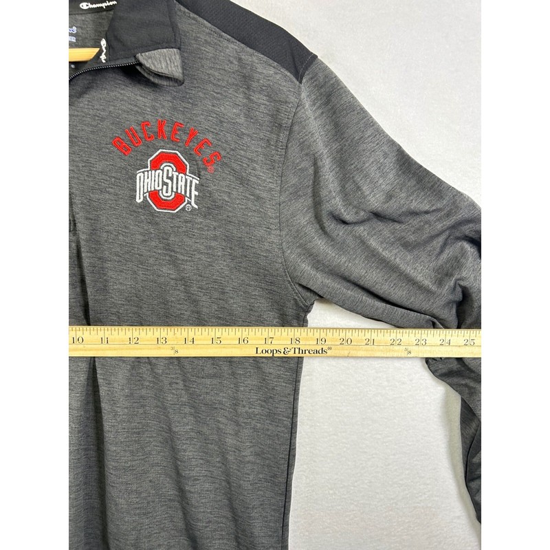 Champion Ohio State Buckeyes Pullover Mens Small Gray 1/4 Zip NCAA Athletic S gallery