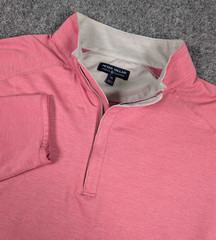 Peter Millar Stealth Performance 1/4 Zip Pullover Mens XL Pink w/Logo