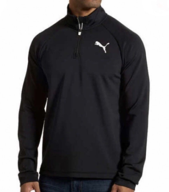 Puma Mens Quarter Zip Up Jacket Mock Neck Long Sleeve Pullover Black Medium New gallery