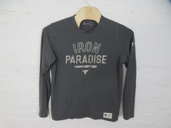 Under Armour Project Rock Shirt Mens Large Gray Iron Paradise Long Sleeve