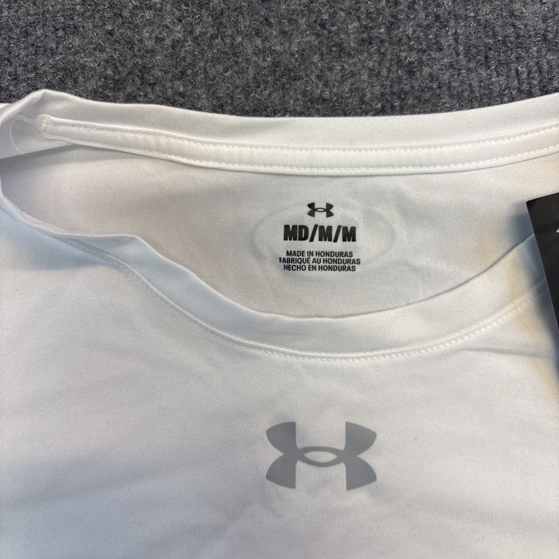 Under Armour Mens Tech Team Long Sleeve White Shirt Quick-Dry Base Layer Med NWT gallery