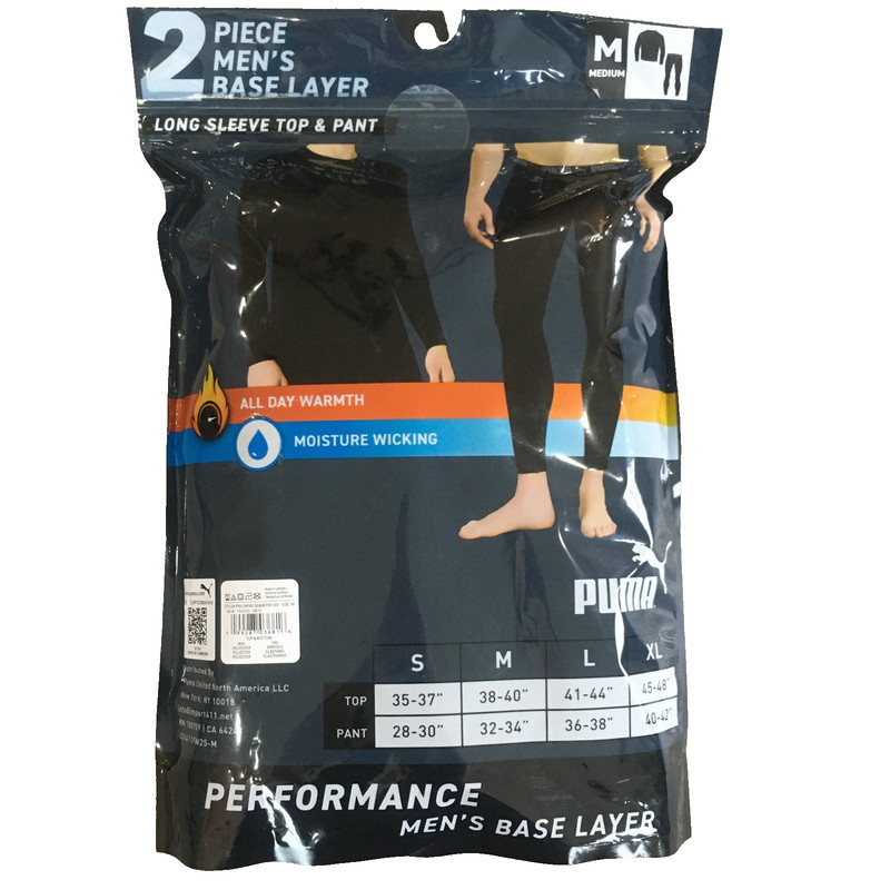 Puma Performance Base Layer Long Sleeve Shirt Pants Men’s Size Medium Black NEW gallery