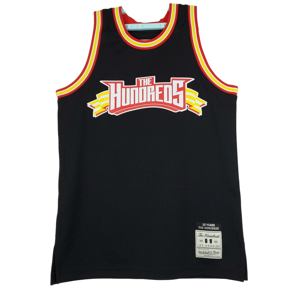 The Hundreds Mitchell & Ness Small Jersey Black Red Yellow Atom Bomb NWT