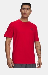 Under Armour Left Chest Logo Mens Short Sleeve Shirt Red W Black Logo-Size Large