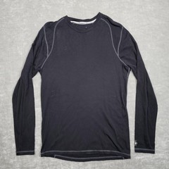 Smartwool Shirt Mens Medium Black Long Sleeve Merino Wool Baselayer Tee Top