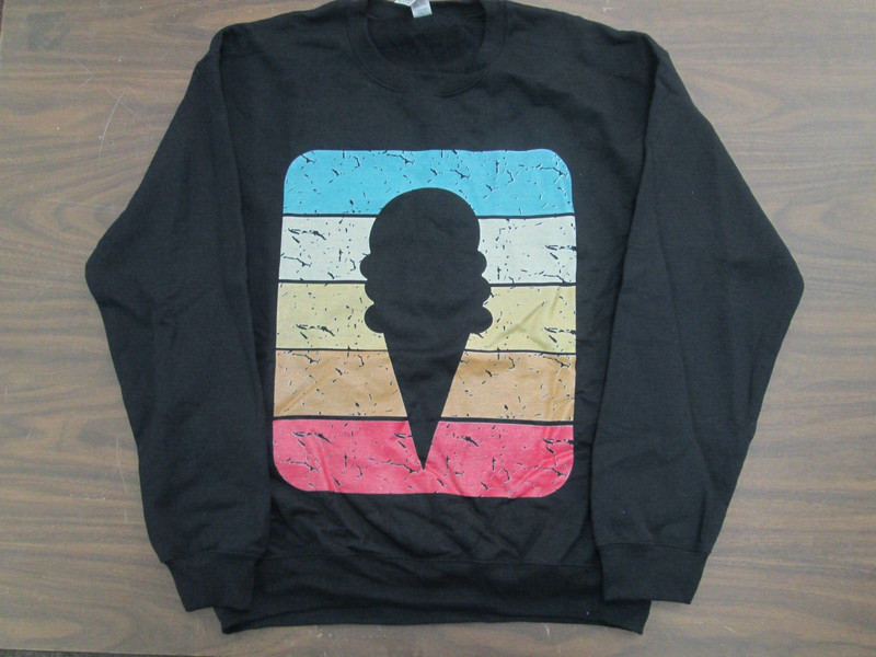 Sweatshirt crew neck medium black Ice cream cone Gildan NEW 9 gallery