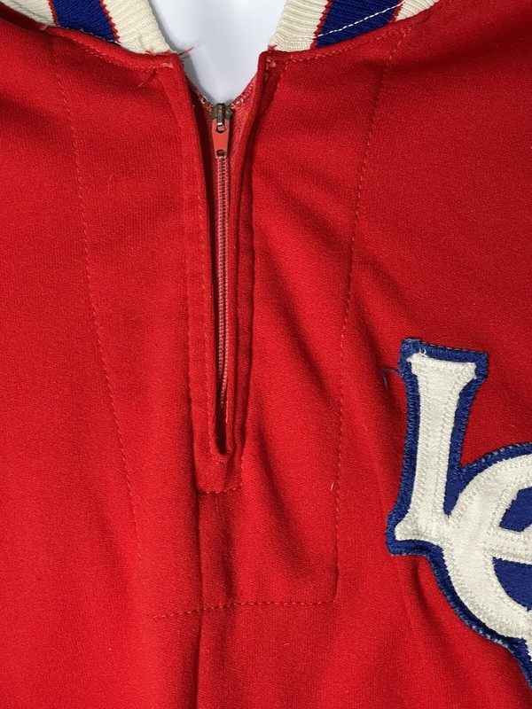 VINTAGE SPEEDLINE ATHLETIC WEAR JERSEY 1/4 ZIP Red White & Blue LCC Patch gallery