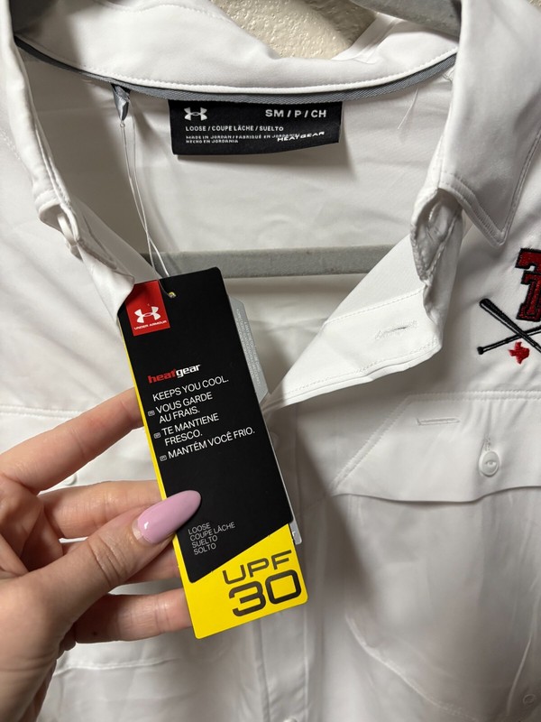Under Armour Texas Tech Red Raiders Baseball Button Down Shirt White NWT gallery