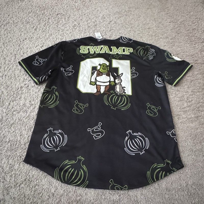 NWT Men’s DreamWorks Shrek Onions Allover Print Baseball Jersey (Size: Large) gallery