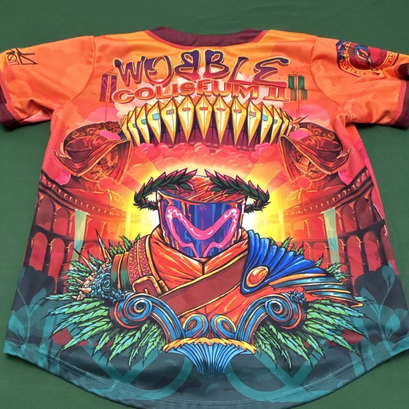 Ganja White Night Wobble Coliseum 2 Orange/Turquoise Large Baseball Rave Jersey gallery