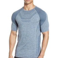 Alo Yoga Mens Shirt M Amplify Seamless Technical Tee Slate Heather Gym