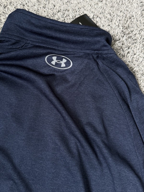 Under Armour Men's L Loose Blue 1/4 Zip Pullover Shirt Active Lightwt Long Slv gallery