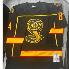 Cobra Kai Strike First Strike Hard No Mercy Karate Kid Jersey Mens Black XL