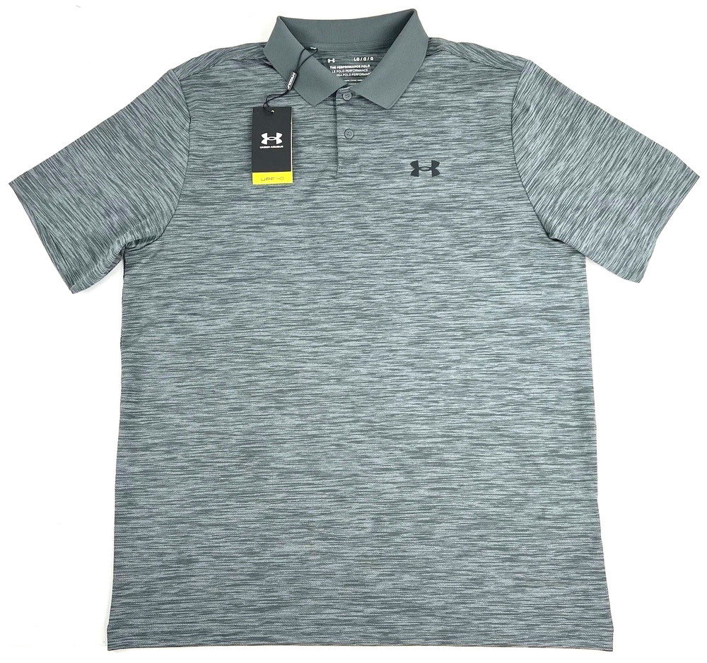UNDER ARMOUR Men's UA Performance 3.0 Polo 1377374 Sz L UPF 40 New Heather Gray