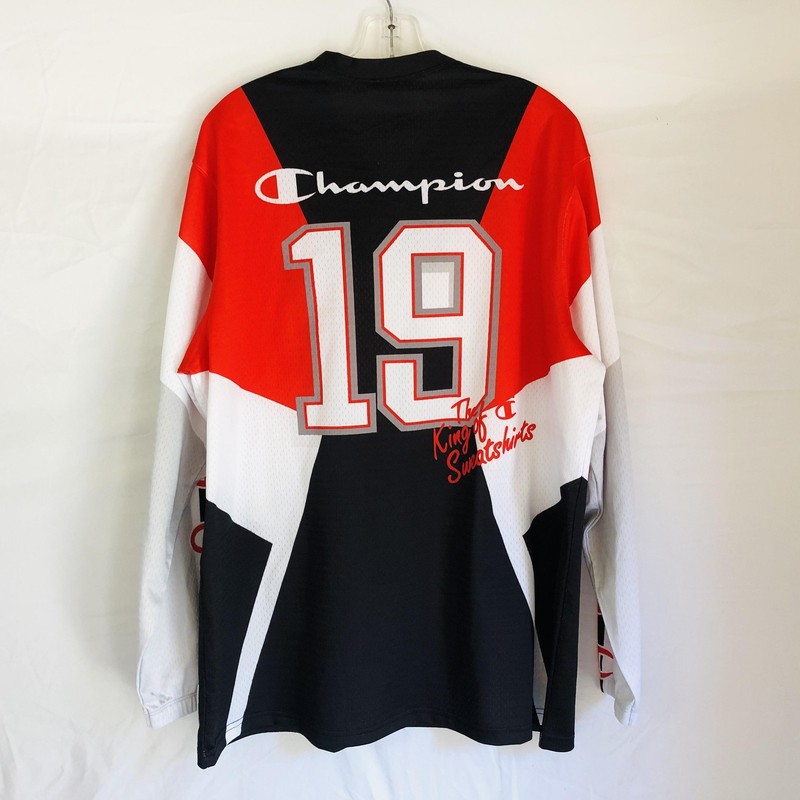Champion Jersey Shirt Mens Large Black Red White King Of Sweatshirts Graphic VTG gallery