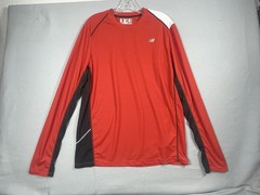 New Balance Shirt Mens Large Red Long Sleeve Lightning Dry Running Athletic Top