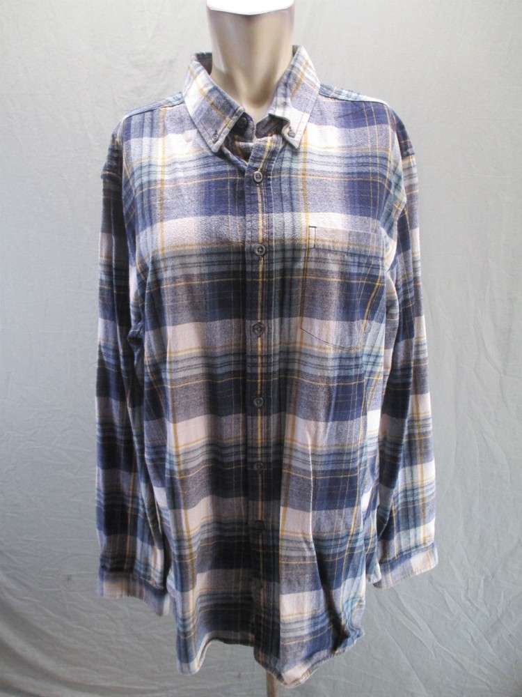 Eddie Bauer Size L Tall Mens Multicolor Plaid 100% Cotton Button Up Shirt 339